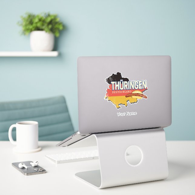Thüringen Deutschland Retro Bundesstaatlicher Staa Aufkleber (Laptop auf Schreibtisch)