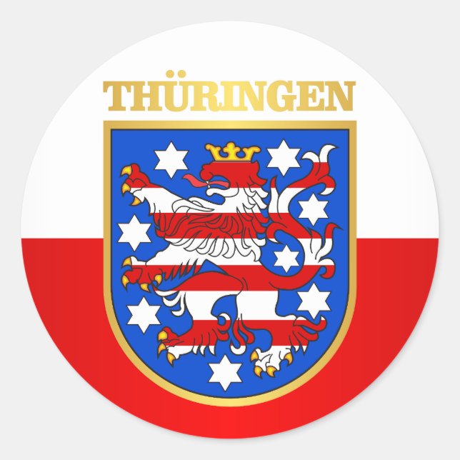 Thüringen (Thüringen) COA Runder Aufkleber (Vorderseite)