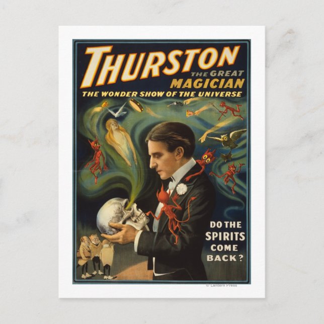 Thurston, der große Zauberer, der die Magie des Sc Postkarte (Vorderseite)