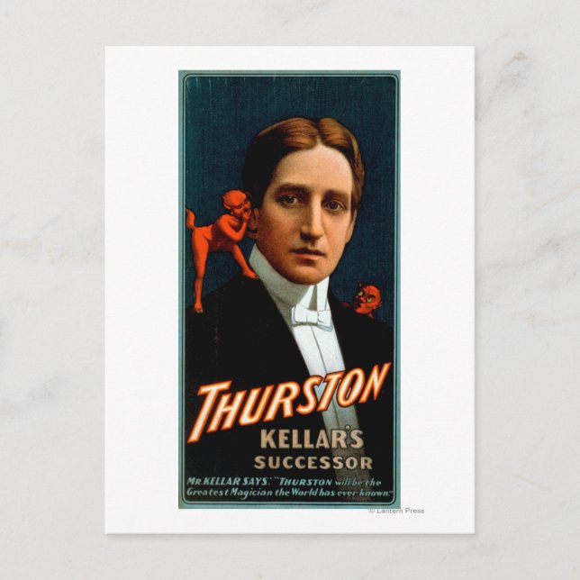 Thurston, der Teufel erzählt ihm Magie Postkarte (Vorderseite)