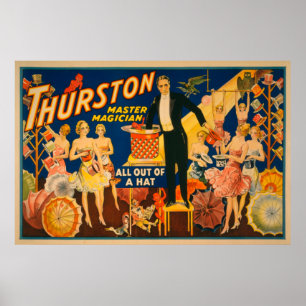 Thurston, Meisterzauberer "Aus einem Hut" Magie Poster