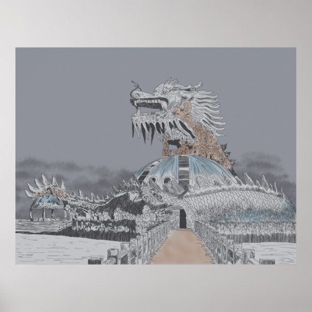 Thuy Tien Lake Abandoned Water Park Illustration Poster (Vorne)