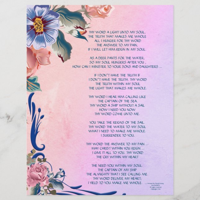 Thy Word Poetry/Writing Personalisiert Paper (Vorderseite)
