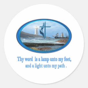 Thy Wort ist Geschenke eines Lampenpsalms 119 Runder Aufkleber