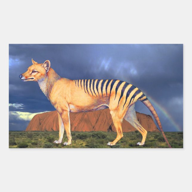 Thylacin (Tasmanischer Tiger) Rechteckiger Aufkleber (Vorderseite)
