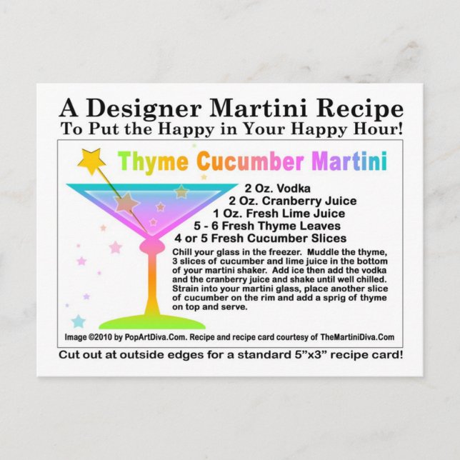 Thyme Cucumber Martini Rezept Postkarte (Vorderseite)