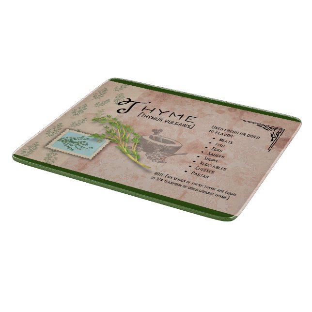 Thyme Herb Botanical Info Small Cutting Board Schneidebrett (Ecke)