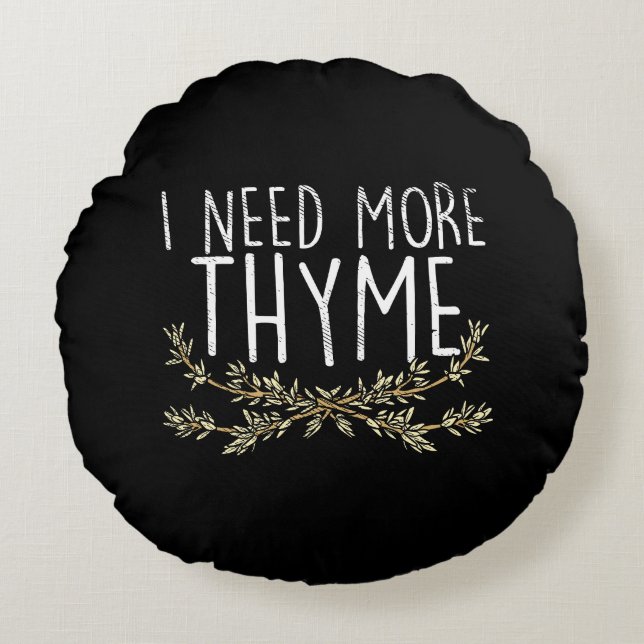 Thyme Herb Pflanze Rundes Kissen (Vorderseite)