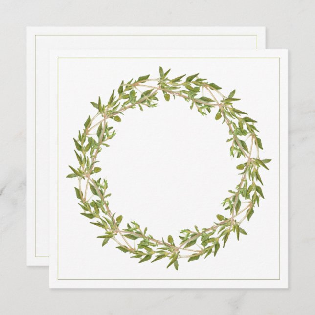 THYME WREATH 5,25" Square Flat Card Karte (Vorne/Hinten)