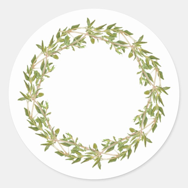 THYME WREATH Große Round Stickers (Vorderseite)