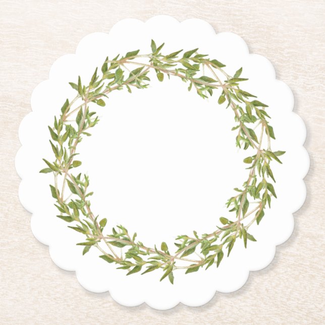 THYME WREATH Rund-Papier Untersetzer (Vorderseite)