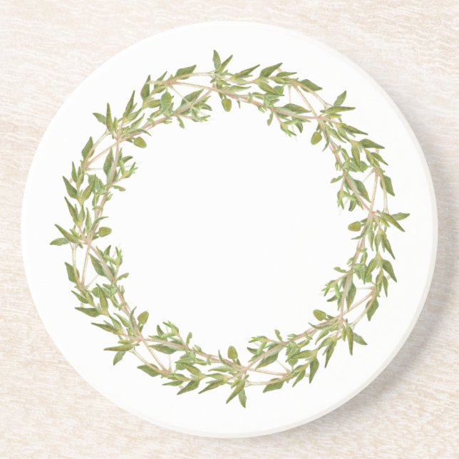 THYME WREATT Dessous de verre rond de grès (Devant)