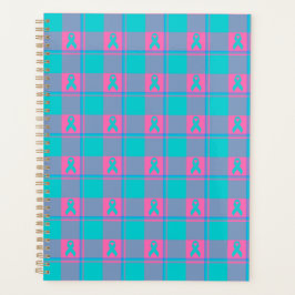 Thyroid Cancer Awareness Plaid Teal Ribbon Planer
