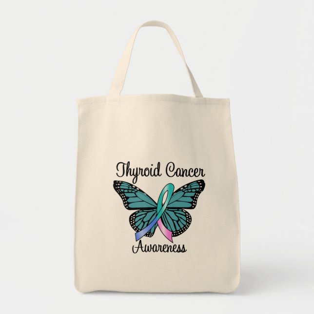 Thyroid Cancer Butterfly Ribbon Tragetasche (Vorne)