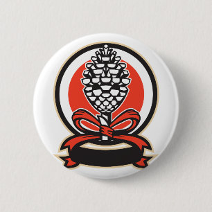Thyrsus Kiefern-Kegel-Personal verlässt Retro Button