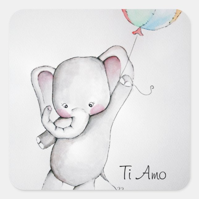 Ti Amo Baby Elephant Stickers (Vorderseite)