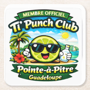 Ti' Punch Club offizielles Mitglied Pointe-a-Pitre Rechteckiger Pappuntersetzer
