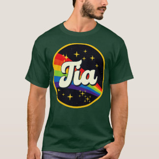 Tia Rainbow in Space Vintag Style T-Shirt