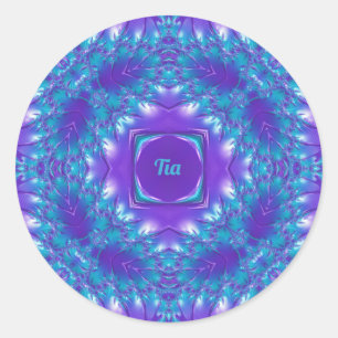 TIA ~ WOW HÜBSCH 3D! Aqua, Lila und weiß ~ Runder Aufkleber