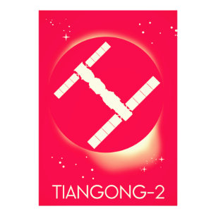 Tiangong-2 China Raumstation Space Art. Fotodruck