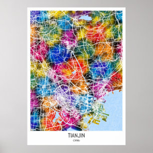 Tianjin China Karte Poster