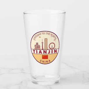 Tianjin China Skyline Emblem Glas