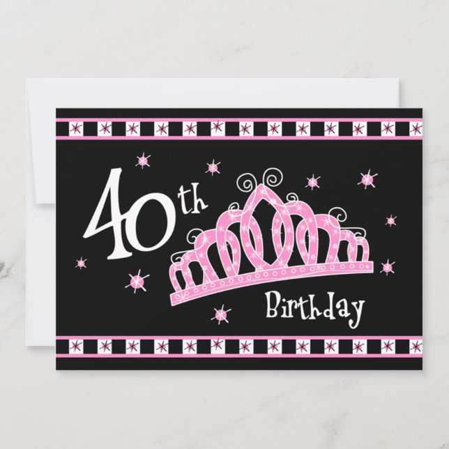 Tiara 40. Geburtstag Einladung (Vorderseite)