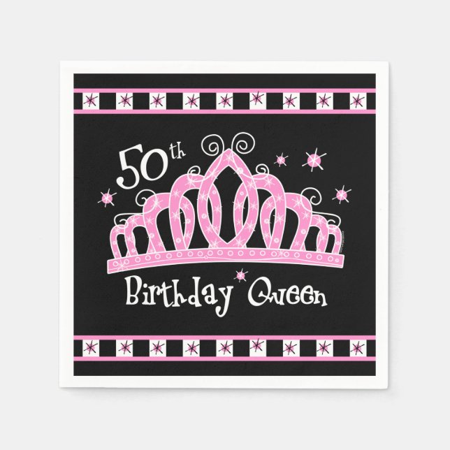 Tiara 50th Birthday Queen Serviette (Vorderseite)
