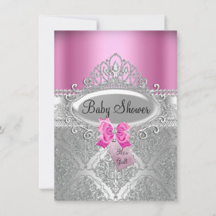 Tiara & Argent Damask Baby shower rose Invitation