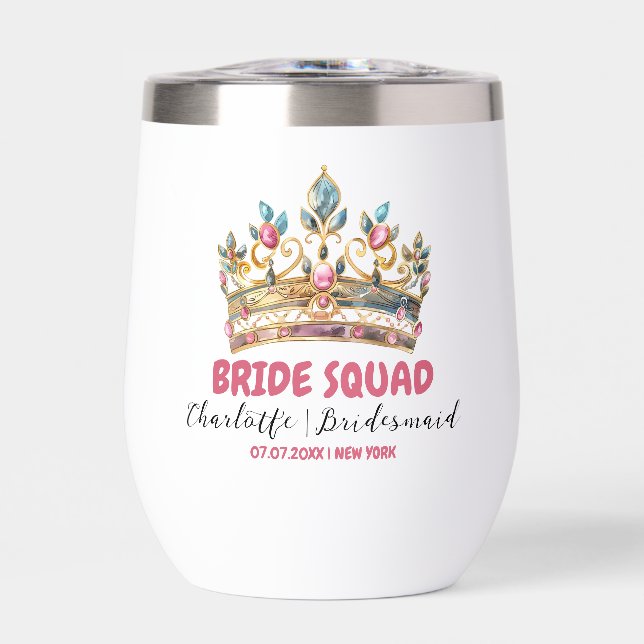 Tiara Bride Squad Bridesmaid Name Bachelorette (Vorderseite)