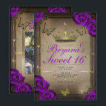 Tiara Butterflies Helle Lila Rose Sweet 16 Einladung<br><div class="desc">Passen Sie Ihre woll-Möglichkeiten an. Ersetzen Sie das Foto auf der Rückseite durch Ihr eigenes Foto oder entfernen Sie das Foto zusammen.</div>