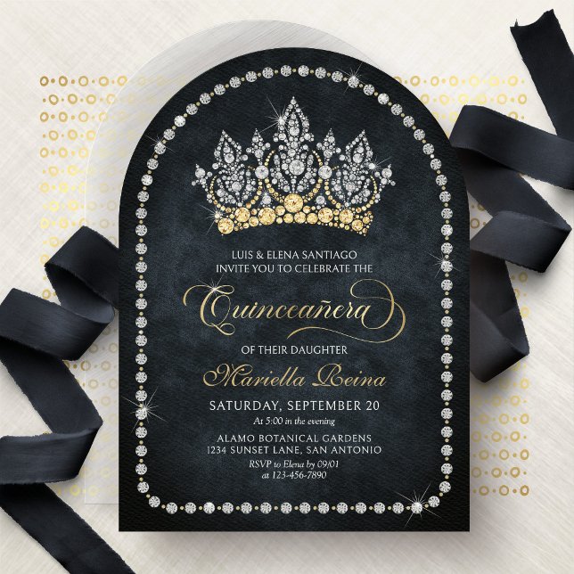 Tiara Crown Diamond Quinceanera Invitation Einladung (Von Creator hochgeladen)