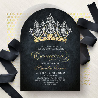 Tiara-Krone-Diamant-Quinceanera-Einladung Einladung