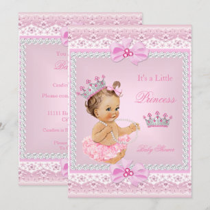 Tiara Mädchen Prinzessin Baby Shower Pink Perlen B Einladung