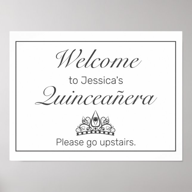 Tiara Minimalist White Quinceanera Affiche de bien (Devant)