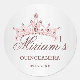 Tiara, Perlen, Edelstein in der Herzform Runder Aufkleber