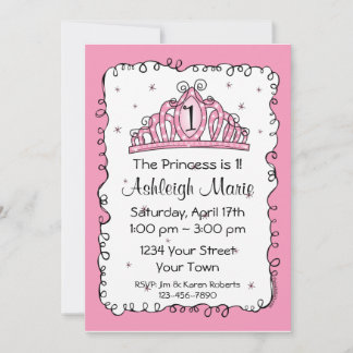 Tiara Princess 1. Geburtstag Custom Einladung