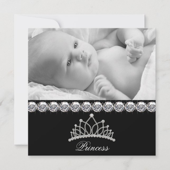 Tiara Princess Baby Birth Ankündigungen (Vorderseite)