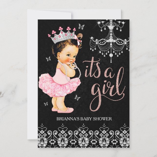 Tiara Princess Es ist eine Mädchendusche und Einla Einladung (Vorderseite)