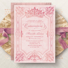 Tiara Princess Pink Fairytale Foto Quinceanera Einladung