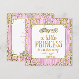 Tiara Prinzessin Babyparty Rosa Pferdekutsche Einladung