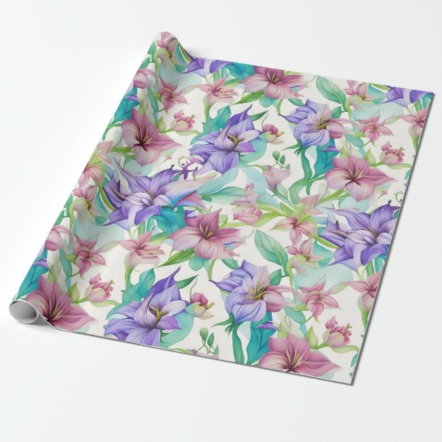 Tiare-Blumenmuster Geschenkpapier (Ungerollt)
