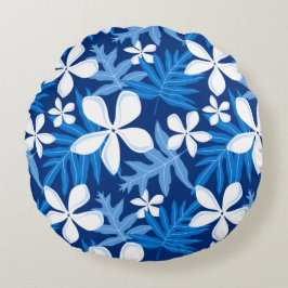 TIARE-MUSTER IN BLAU RUNDES KISSEN