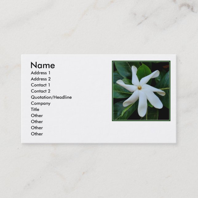 Tiare Tahitian Gardenia Visitenkarte (Vorderseite)