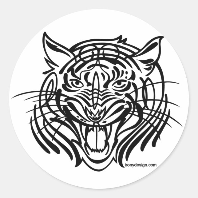 Tibal Tiger Runder Aufkleber (Vorderseite)