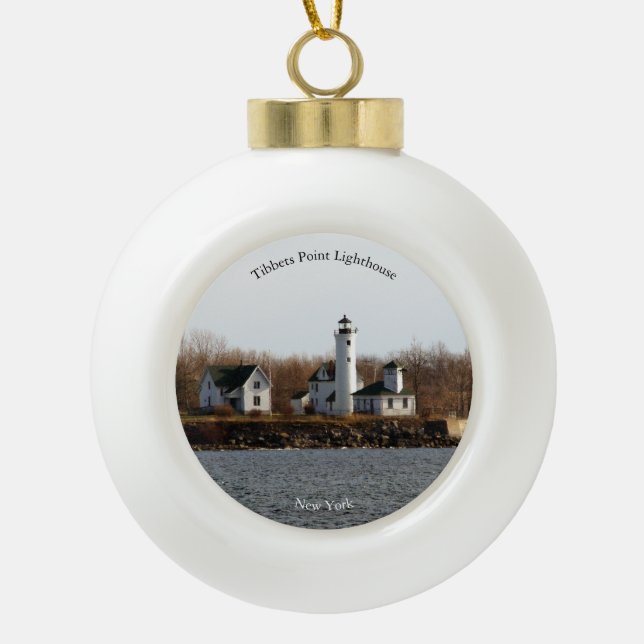 Tibbetts Point Lighthouse-Ornament Keramik Kugel-Ornament (Vorderseite)