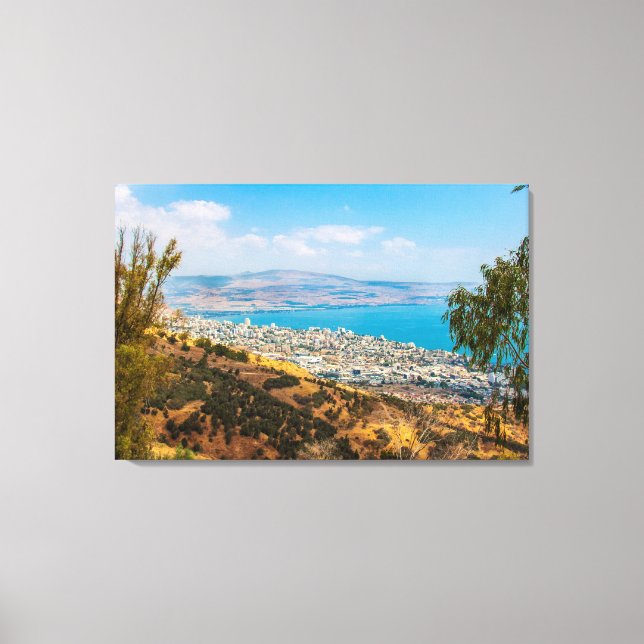 Tiberias Nordisrael Aussicht vom Schweizer Wald Ca Leinwanddruck (Vorderseite)