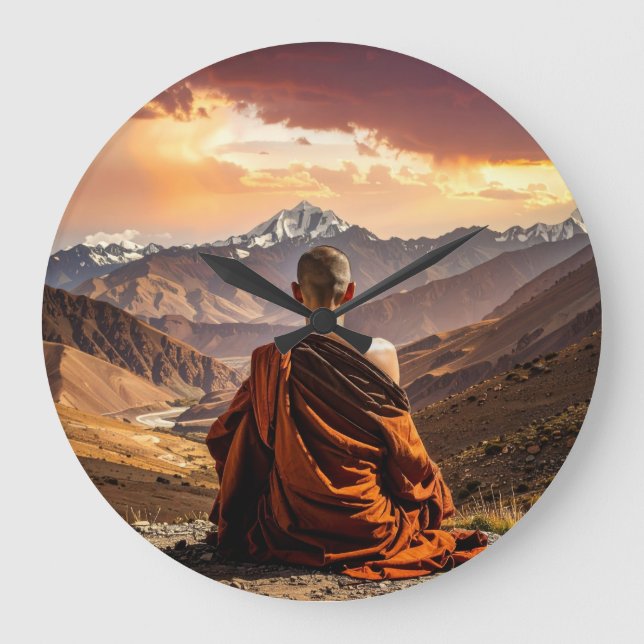 TIbet - Buddhism - Meditation Große Wanduhr (Vorderseite)