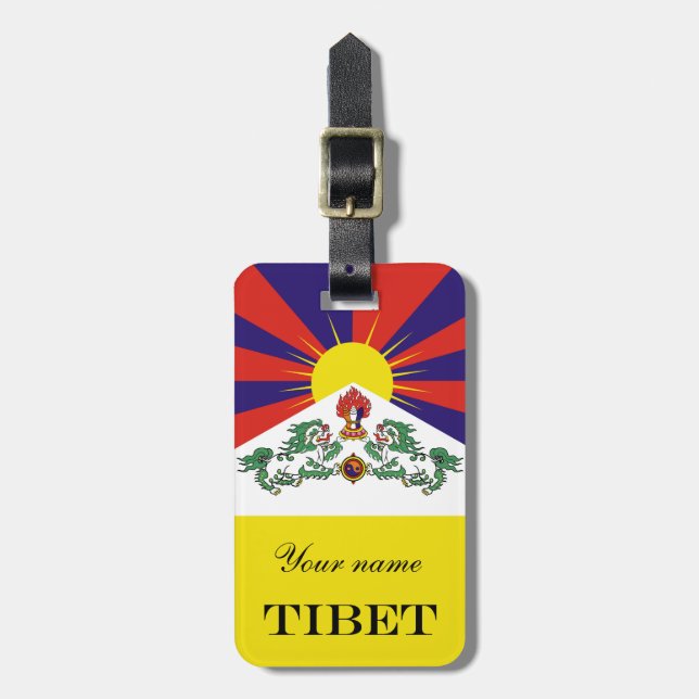 Tibet-Fahne - Snow-Lion-Flagge Gepäckanhänger (Vorderseite vertikal)