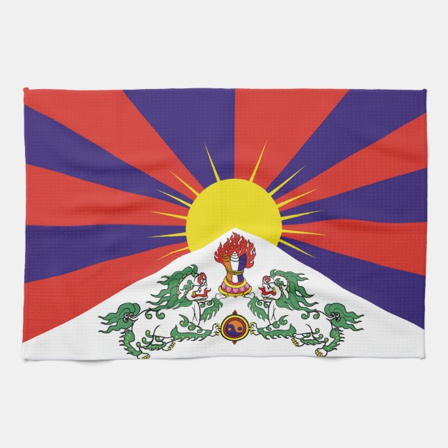 Tibet-Fahne - Snow-Lion-Flagge Handtuch (Horizontal)